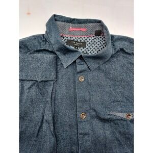 Ted Baker London Mens Button Down Shirt Size 5 Blue Patterned Casual